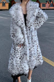 Black White Leopard Pattern Long Women's Coat