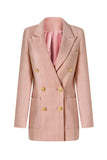 Pink Notched Lapel Double Breasted Women's Blazer