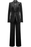 Royal Blue Velvet Single Button Women's Suits