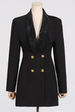 Sparkly Black Shawl Lapel Backless Beading Women's Blazer