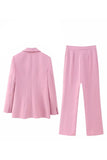 Pink Shawl Lapel One Button 2 Pieces Women Suits