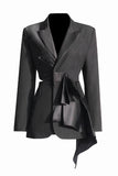 Black Peak Lapel Cut-out Women Blazer