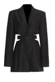 Black Cut-out Slim Fit Women Party Blazer