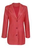 Glitter Pink Notched Lapel Women Blazer