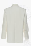 White Notched Lapel Women Blazer with Ruffles