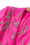 Glitter Fuchsia Shawl Lapel Women Blazer