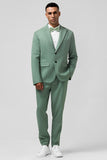 Grey Green 2 Piece Shawl Lapel Groomsmen Suit