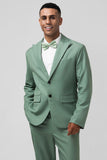 Grey Green 2 Piece Shawl Lapel Groomsmen Suit