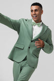 Grey Green 2 Piece Shawl Lapel Groomsmen Suit