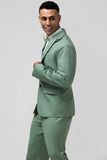 Grey Green 2 Piece Shawl Lapel Groomsmen Suit