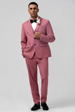 3 Pieces Coral Fitted Double Breasted Groomsmen Suit