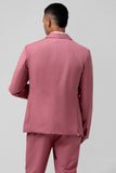 3 Pieces Coral Fitted Double Breasted Groomsmen Suit