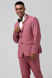 3 Pieces Coral Fitted Double Breasted Groomsmen Suit