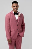 3 Pieces Coral Fitted Double Breasted Groomsmen Suit