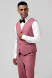 3 Pieces Coral Fitted Double Breasted Groomsmen Suit