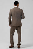 3 Pieces Brown Fitted Groomsmen Suit