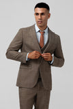 3 Pieces Brown Fitted Groomsmen Suit