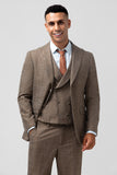 3 Pieces Brown Fitted Groomsmen Suit