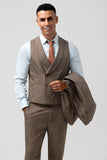 3 Pieces Brown Fitted Groomsmen Suit