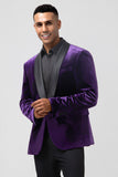 Dark Purple Luxury Velvet Notched Lapel Men's Prom Blazer