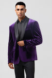 Dark Purple Luxury Velvet Notched Lapel Men's Prom Blazer