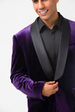 Dark Purple Luxury Velvet Notched Lapel Men's Prom Blazer