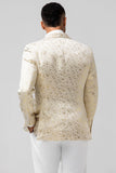 Ivory Pattern Printed Shawl Lapel Men‘s Prom Blazer