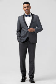 2 Piece Grey Notched Lapel Men's Formal Suit