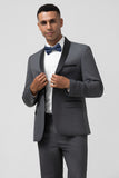 2 Piece Grey Notched Lapel Men's Formal Suit