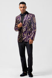 Purple Print Single Breasted Men's Prom Blazer