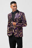 Purple Print Single Breasted Men's Prom Blazer