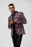 Purple Print Single Breasted Men's Prom Blazer