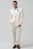 2 Piece Ivory Simple Wedding Suits for Men