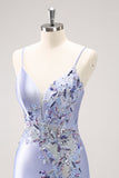 Sparkly Blue Sequined Floral Tight Short Prom Dress with Beading