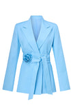 Blue 2 piece Women's Suits with Belt