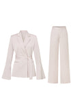 Champagne Flare Sleeves 2 Piece Women's Suits with Belt