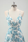 Sky Blue Cut Out Tiered Chiffon A-Line Bridesmaid Dress