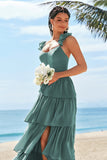 Eucalyptus Corset Tiered Chiffon A-Line Bridesmaid Dress