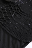 Black Sequined Shawl Lapel Women's Party Blazer