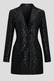 Sparkly Sequins Black Long Sleeves Women's Blazer