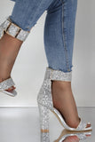 Glitter Golden Open Toe Buckle Party Shoes