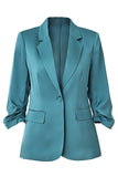 Champagne Notched Lapel Long Sleeves One Button Blazer