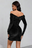 Black Velvet Long Sleeves Bodycon Party Dress