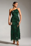 Sparkly Dark Green One Shoulder Mermaid Sequin Party Dress with Slit