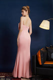 Pink Mermaid Strapless Long Prom Dress with Bow