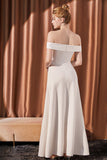 Elegant White Off The Shoulder Long Satin Prom Dress