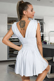 White A Line V-Neck Short Cocktail Dress