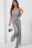 Grey Glitter Sequins Sleeveless Wide Leg Jumpsuit