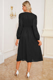 Black A Line V-Neck Long Sleeves Mother Dress