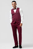 Burgundy 3 Pieces Peak Lapel Men's Prom Suits